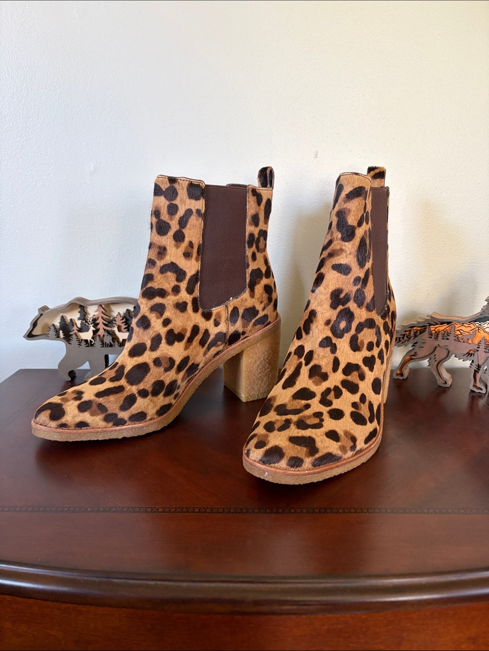 Ralph Lauren Marianna Leopard Print Haircalf Bootie - Brown/Tan 10M